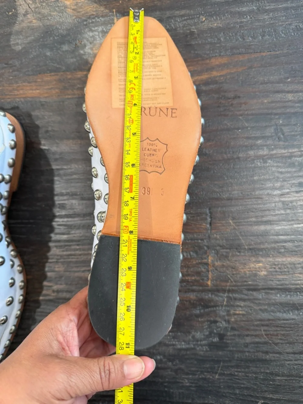 PRÜNE White Studded Slip-On Mules size 39 - Picture 15 of 16